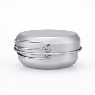 Ti6053 钛二碗一盖 3-Piece Titanium pot and Pan Cook Set 