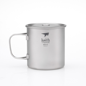 Ti3207 钛折叠单层杯 Single-Wall Titanium Mug with   Folding Handle and Lid