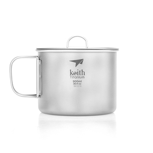 Ti3209 钛折叠单层杯 Single-Wall Titanium Mug with   Folding Handle and Lid